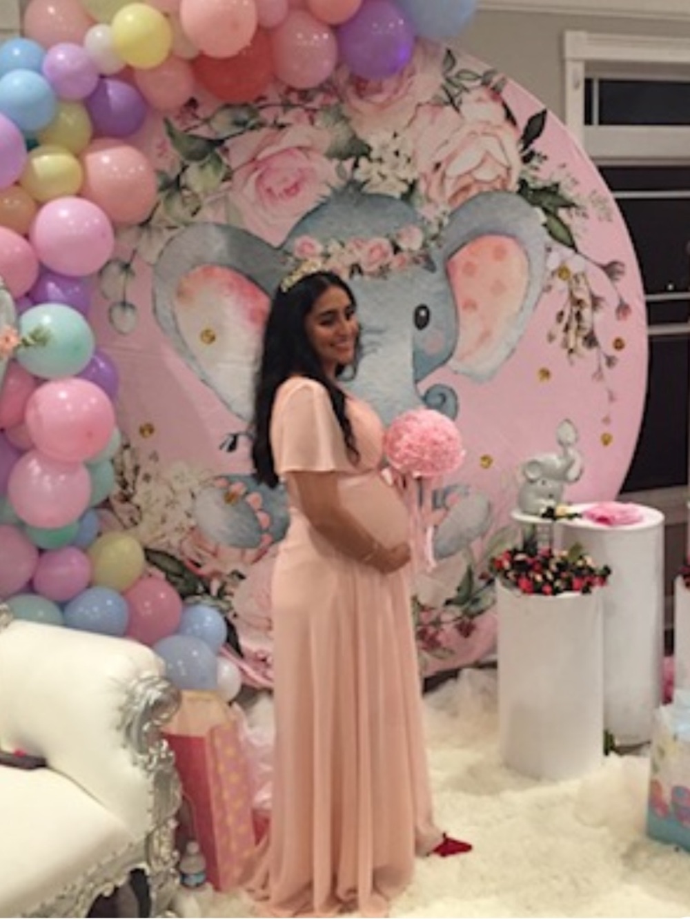 Ever Pretty Blush Pink V-Neck Flutter Sleeve Maxi Gown